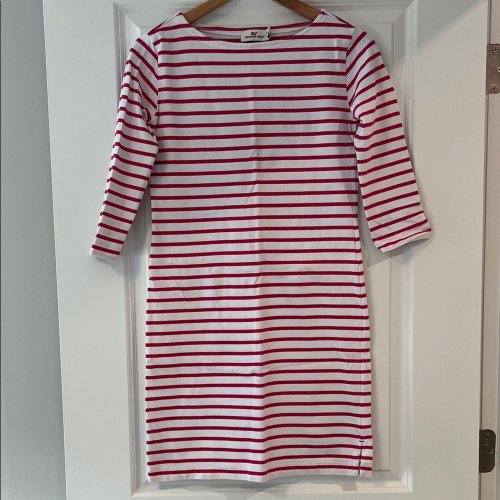 Vineyard Vines Pink and White Striped Dress